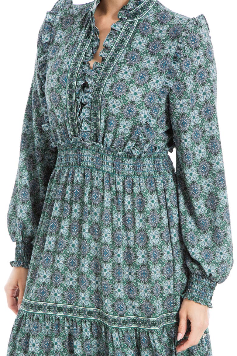Tiered Long Sleeve Maxi Dress, Alternate, color, DARK GREEN