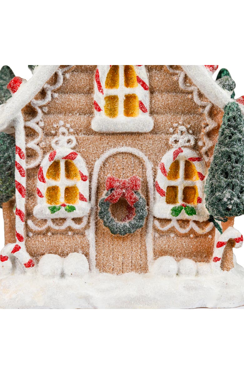 Northlight Snow Covered Gingerbread House with Candy Accents Christmas Decoration - 8", Alternate, color, Multi