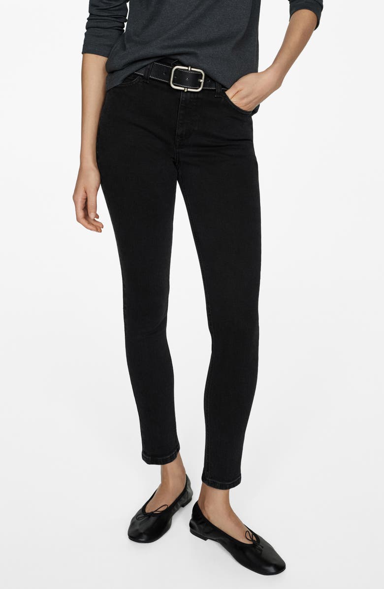MANGO Newisa Skinny Jeans, Main, color, Black Denim