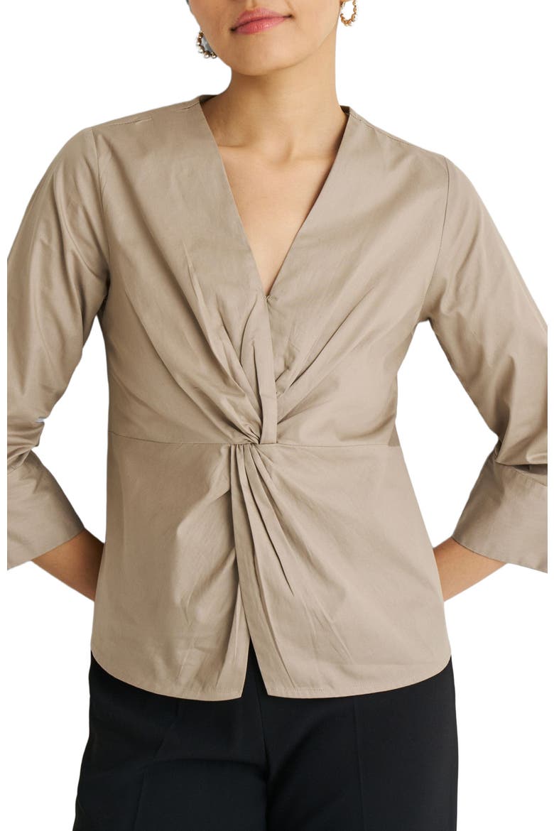 Front Twist Top, Alternate, color, Poplin Ecru