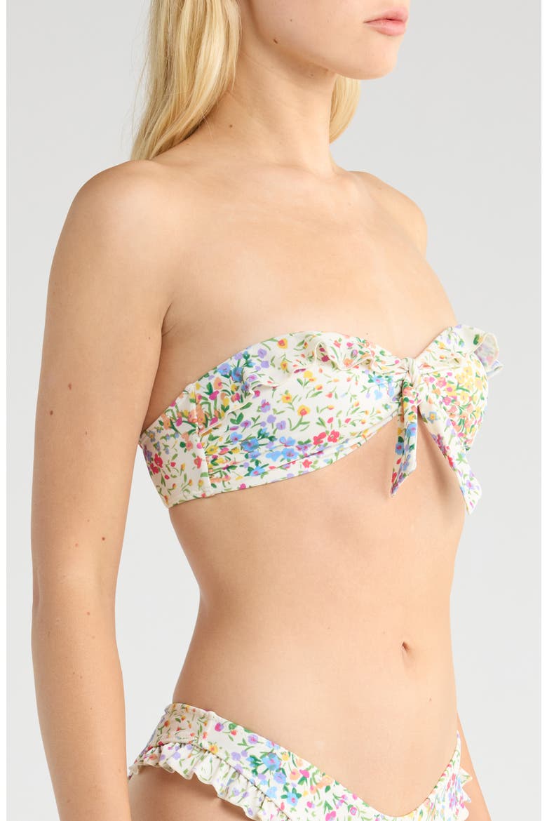 Ruffle Bandeau Bikini Top, Alternate, color, WILDFLOWER