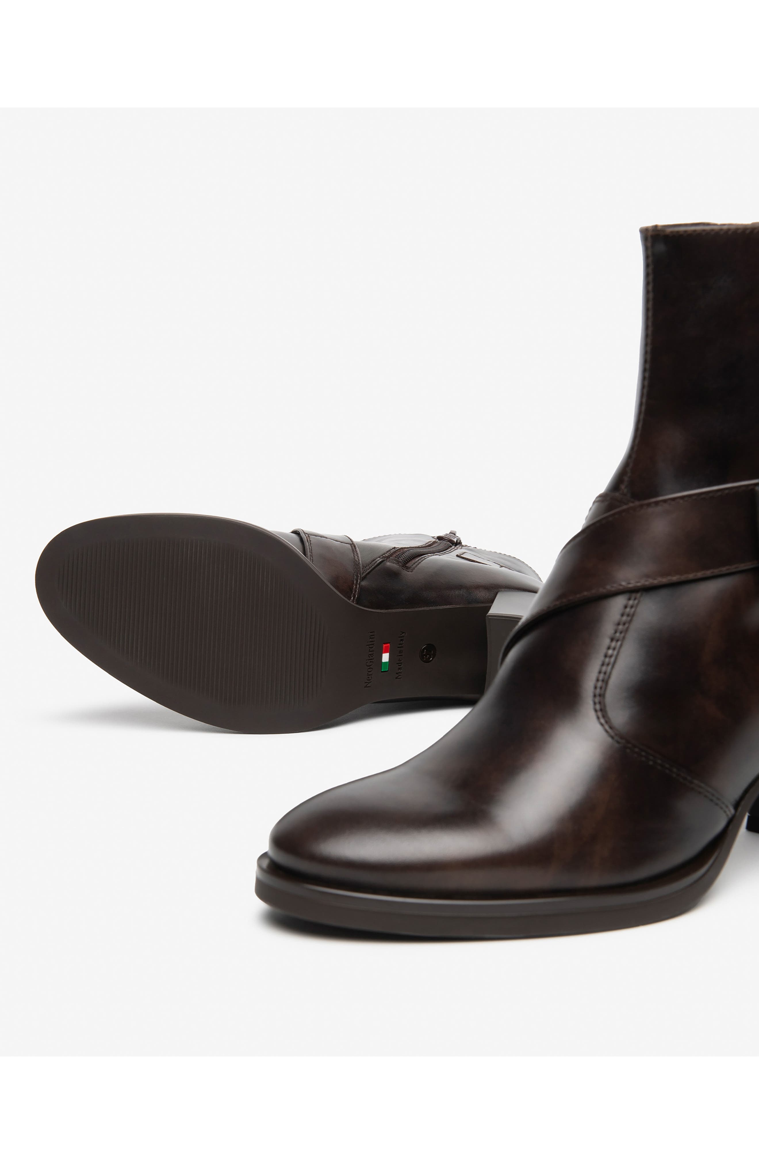 Leather Ankle Strap Bootie, Alternate, color, CHOCOLATE