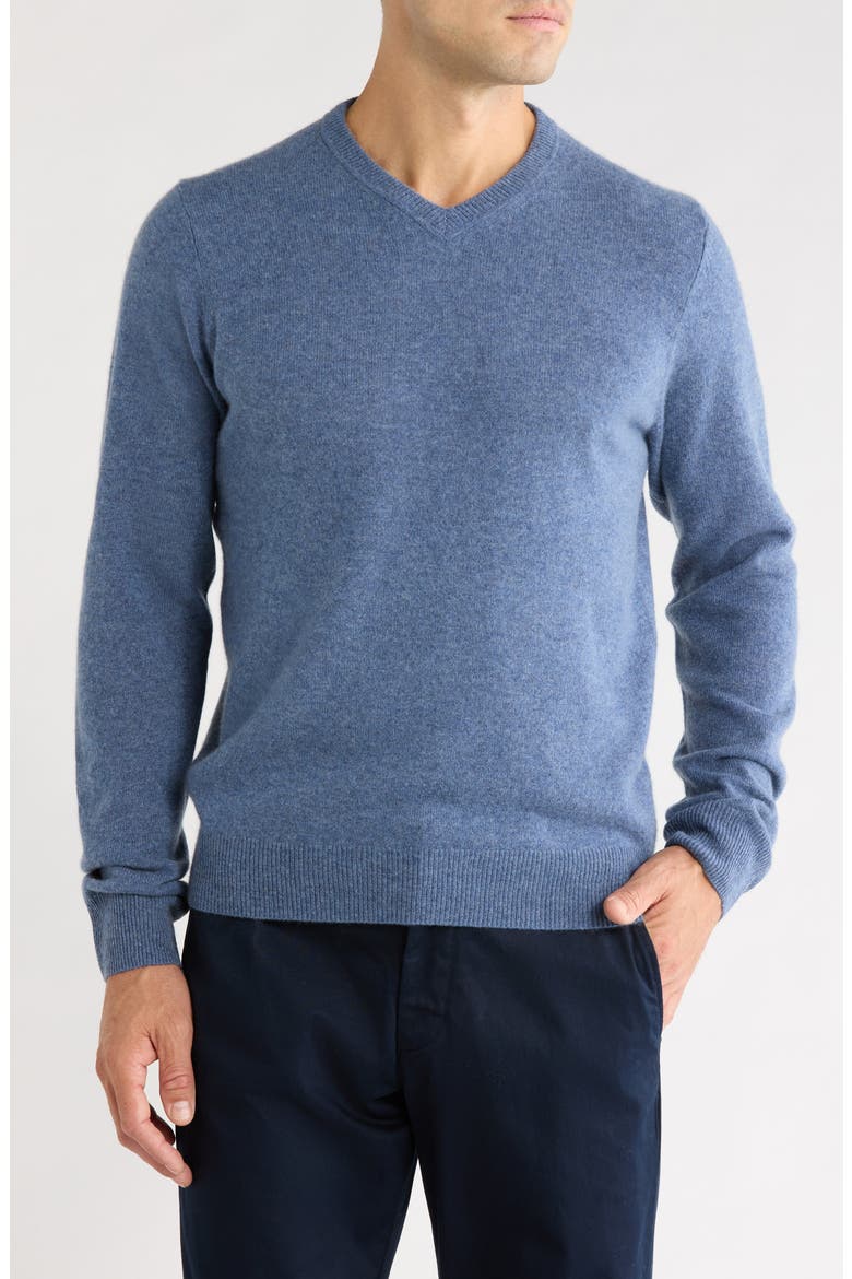 V-Neck Cashmere Sweater, Main, color, BLUE MOONLIGHT HEATHER