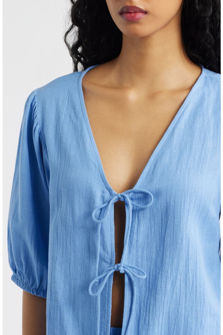 Vibe Surf Tie Front Top, Alternate, color, CORNFLOWER BLUE