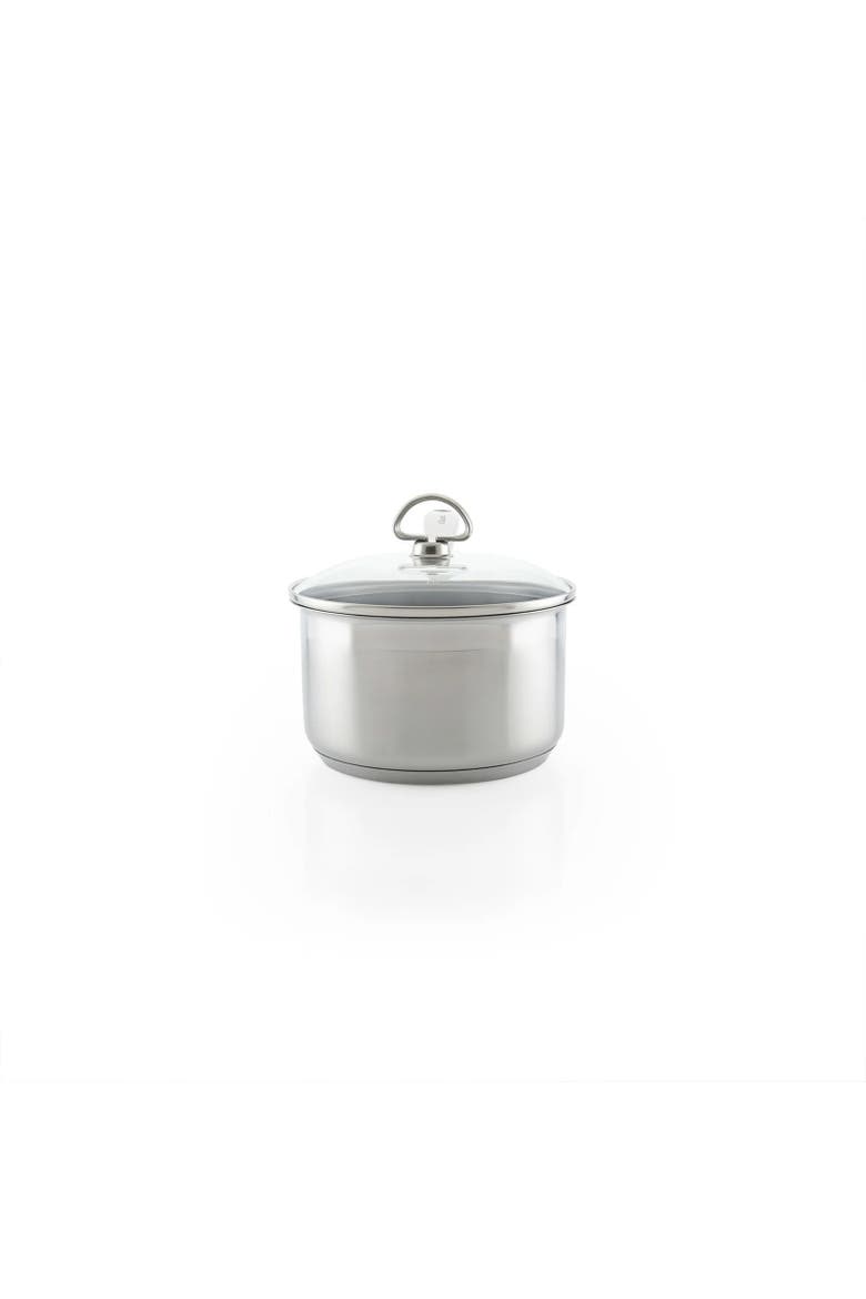 Induction 21 Steel 2 qt. Saucepan w/ Ceramic Coating and Glass Lid, Alternate, color, Silver