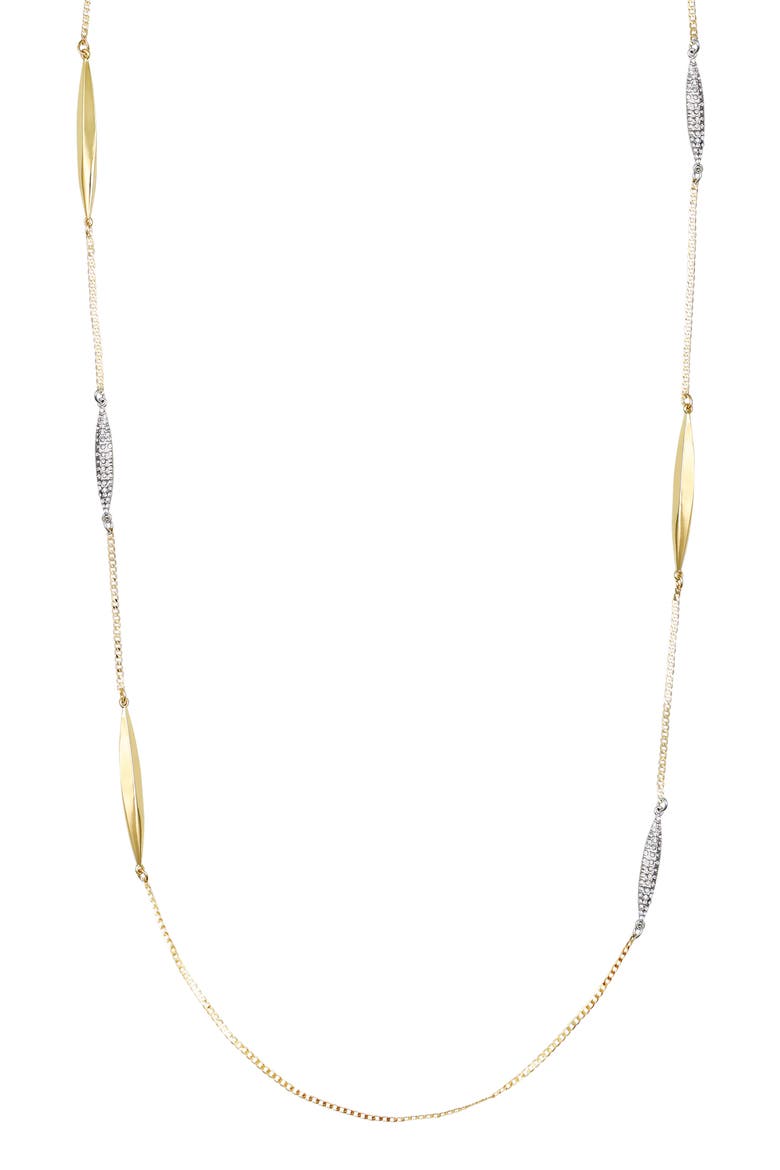 Two-Tone Station Chain Long Necklace, Main, color, GOLD TONE