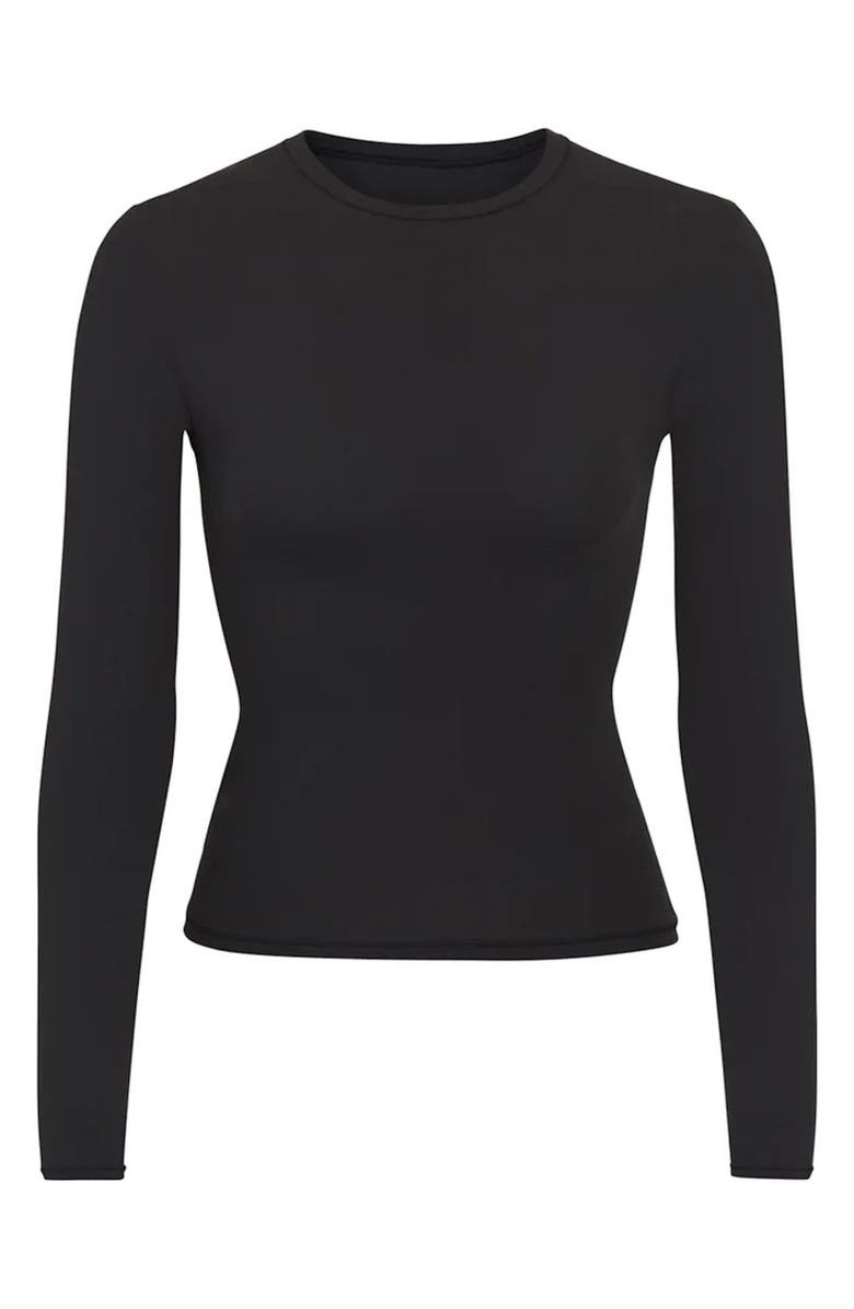 SKIMS Fits Everybody Long Sleeve T-Shirt, Alternate, color, Onyx