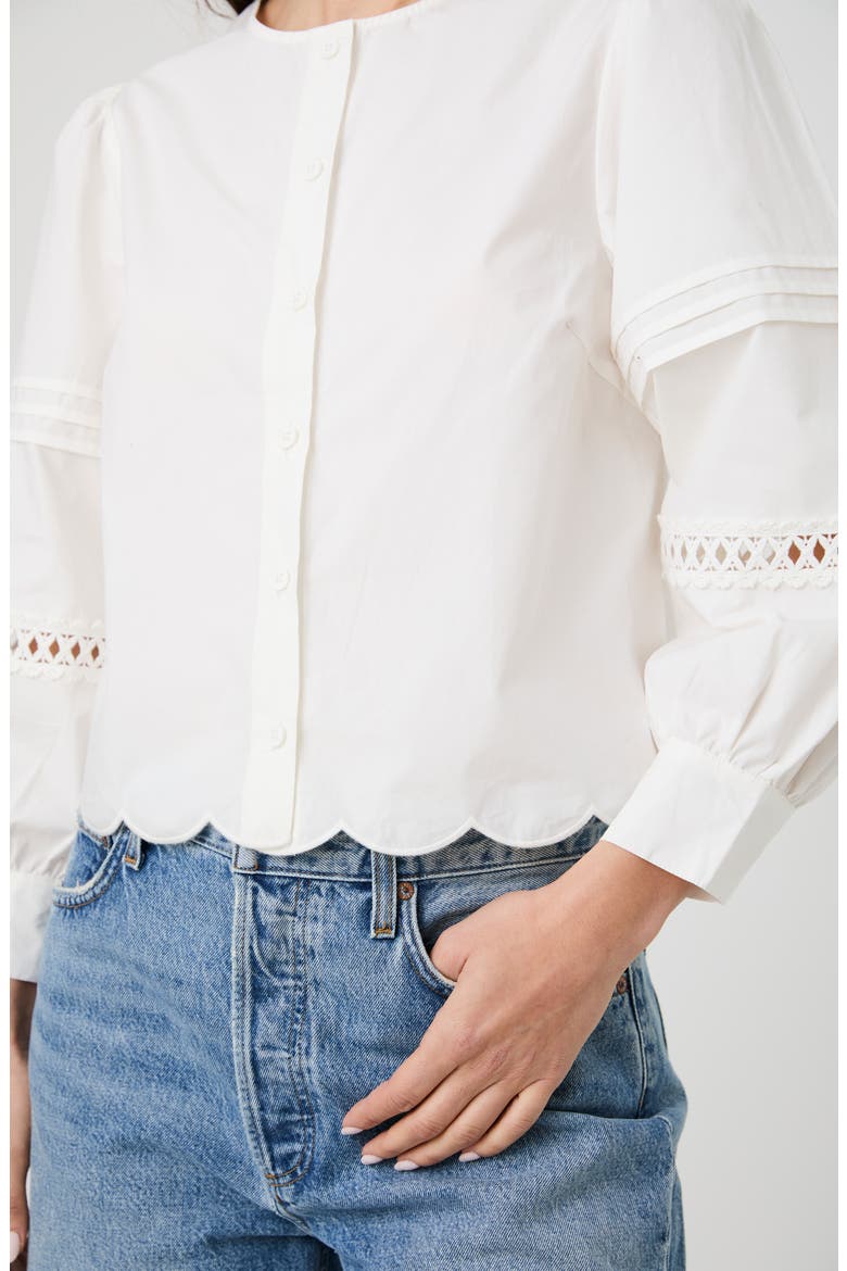 Alissa Broderie Anglaise Cotton Button-Up Shirt, Alternate, color, LINEN WHITE