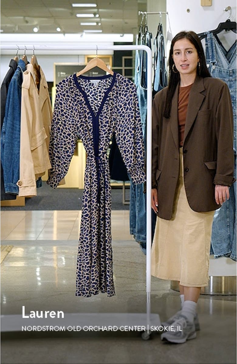 Safari Spots Puff Sleeve Midi Dress, sales video thumbnail