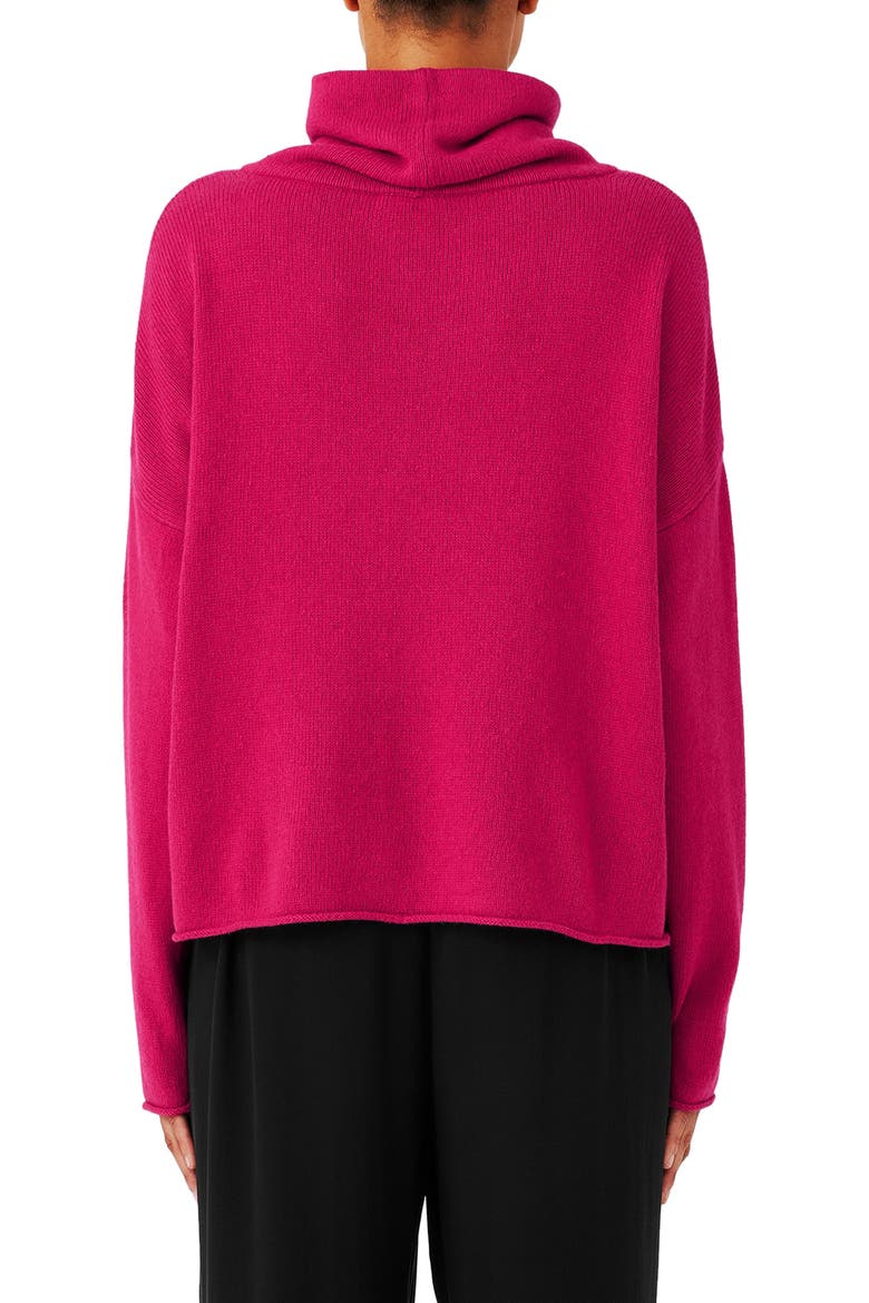 Boxy Organic Cotton & Recycled Cashmere Turtleneck Sweater, Alternate, color, AZALEA