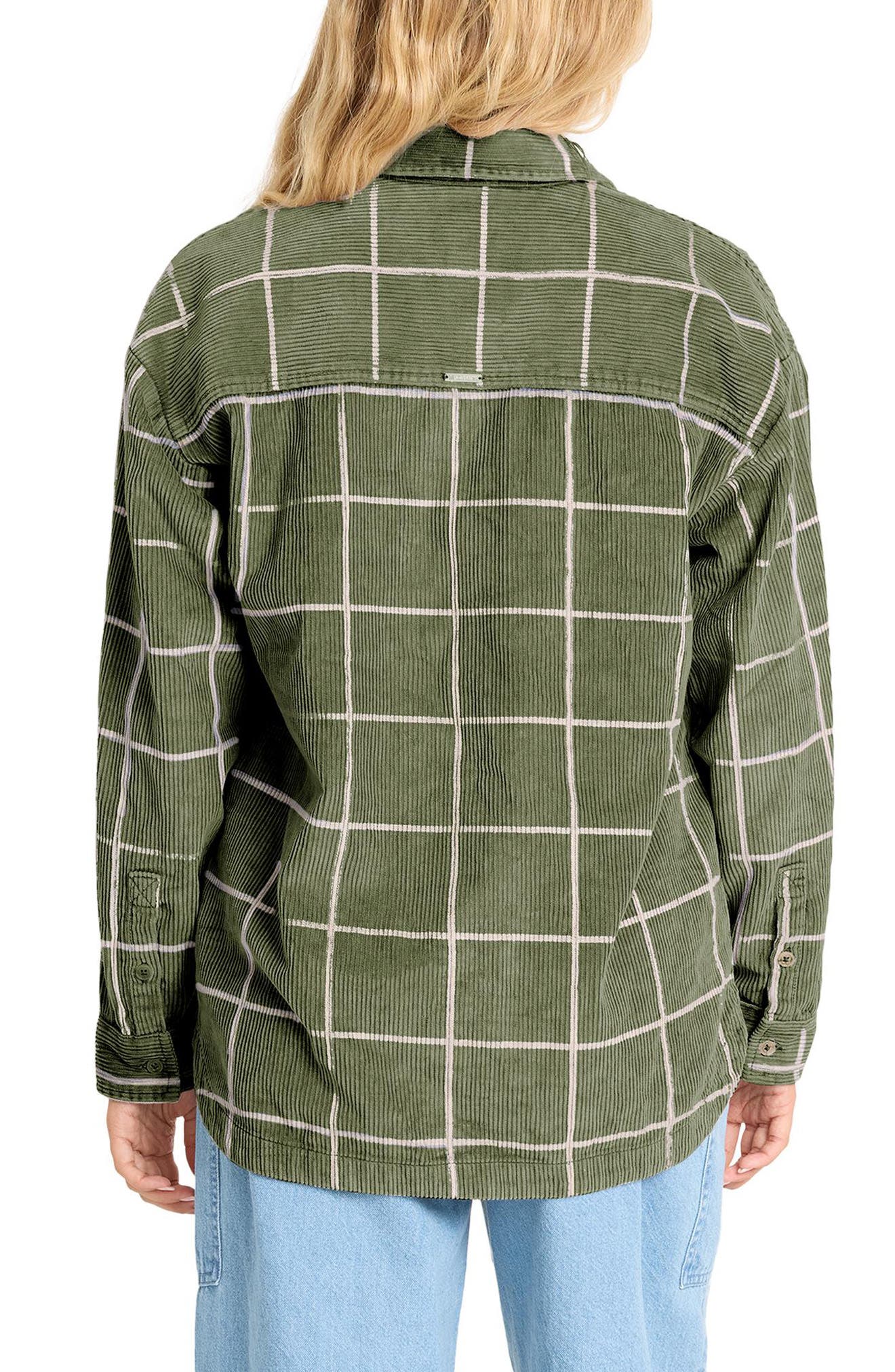 Billabong Fadeaway Grid Cotton Corduroy Shacket (Women) | Nordstrom