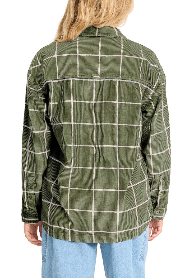 Fadeaway Grid Cotton Corduroy Shacket, Alternate, color, CANTEEN
