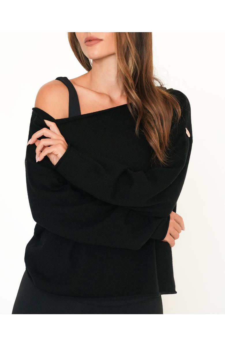 Rebody Active Romy Off Shoulder Cashmere Sweater, Alternate, color, Black