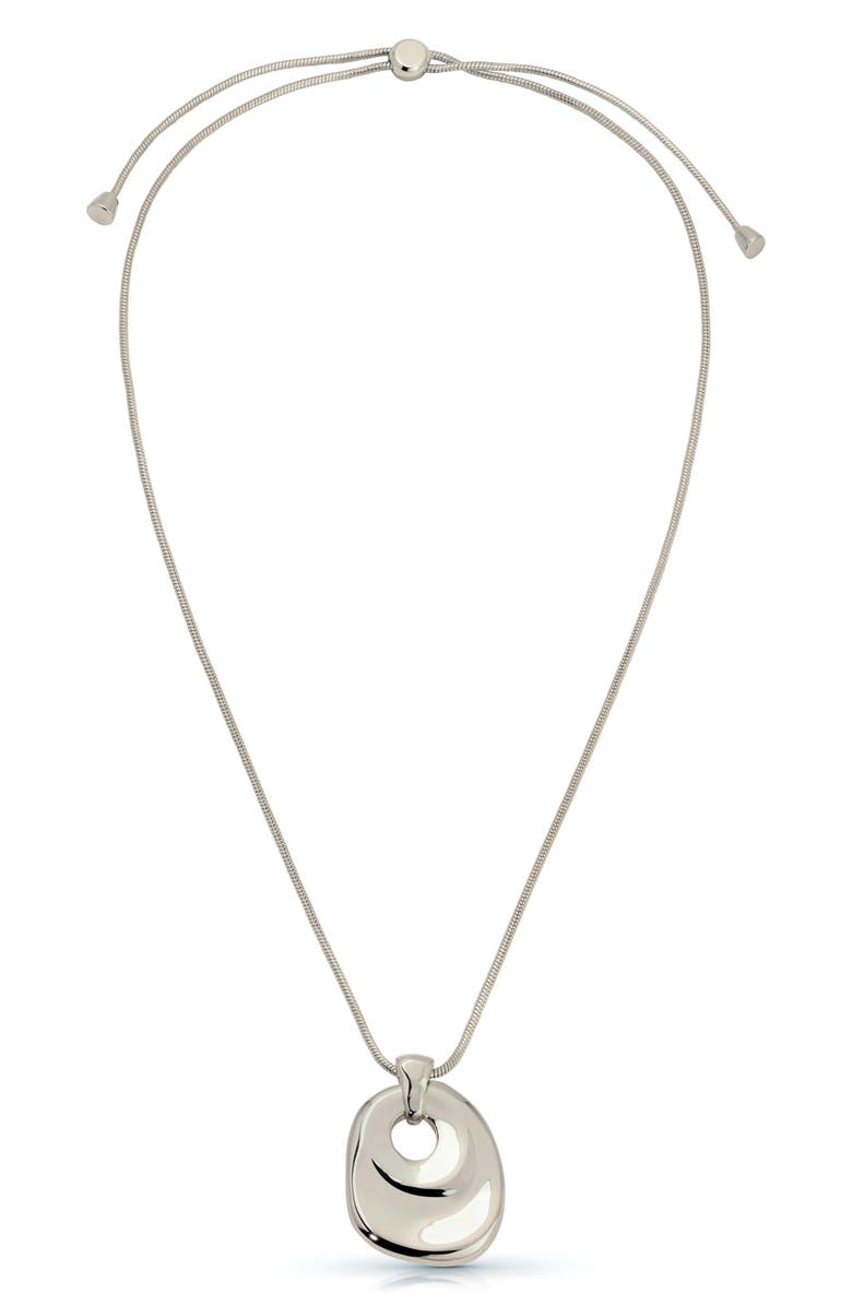 Ettika Liquid Pendant Necklace, Main, color, Silver