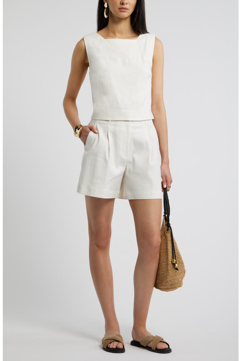 Linen Blend Shell Top, Alternate, color, IVORY TOFU