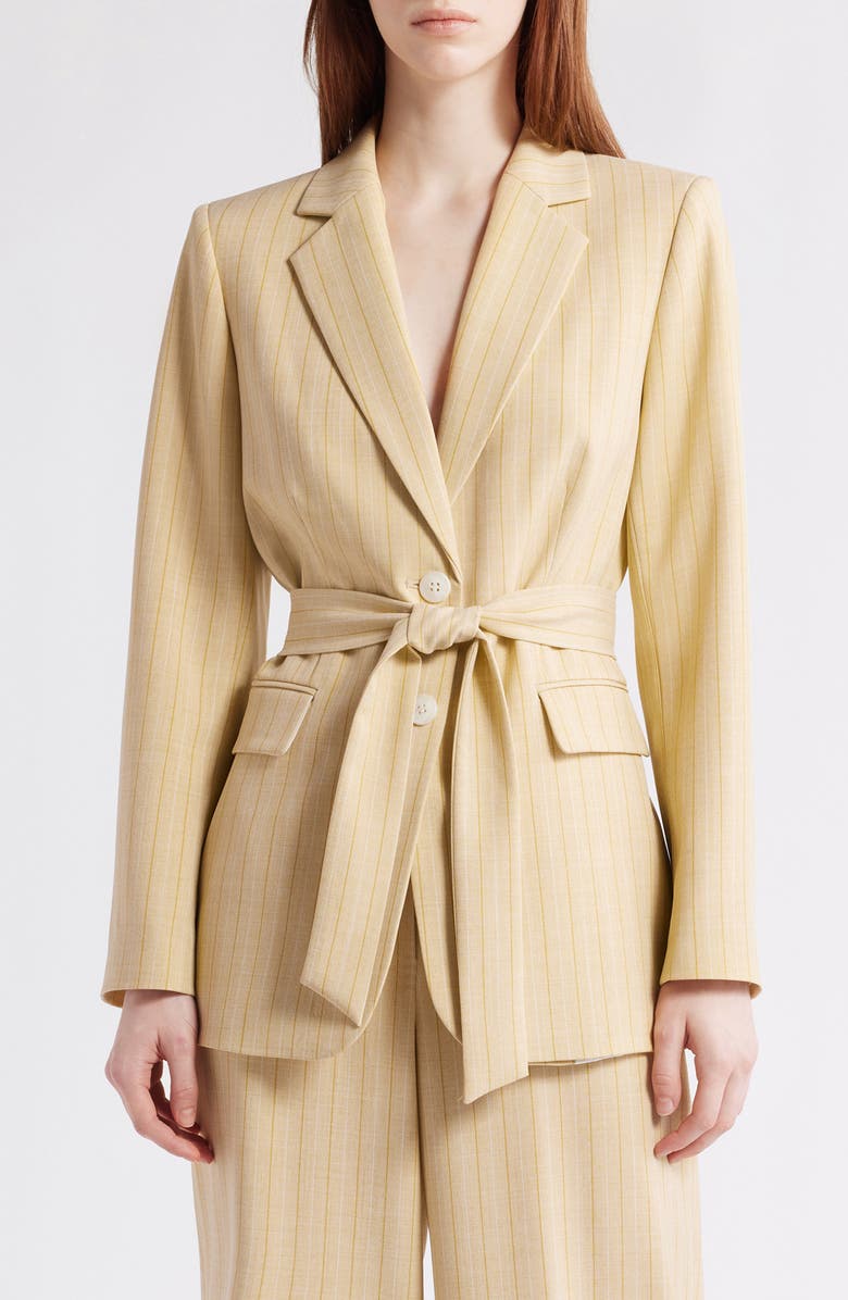 Tahari ASL Belted Stripe Blazer, Main, color, 