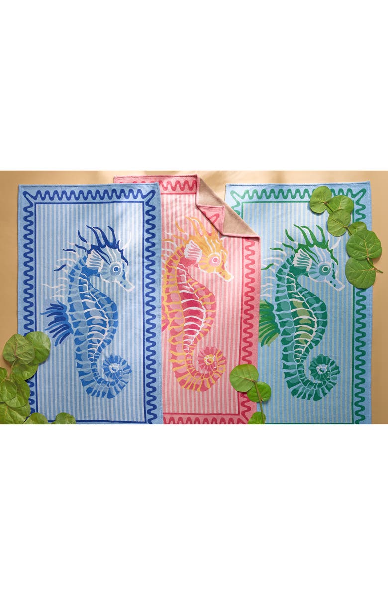 Matouk Seahorse Beach Towel, Alternate, color, Bermuda Blue