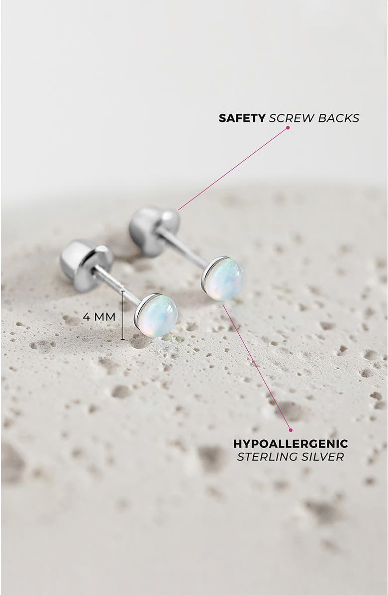 In Season Jewelry Opal Button Earrings, Alternate, color, Opal