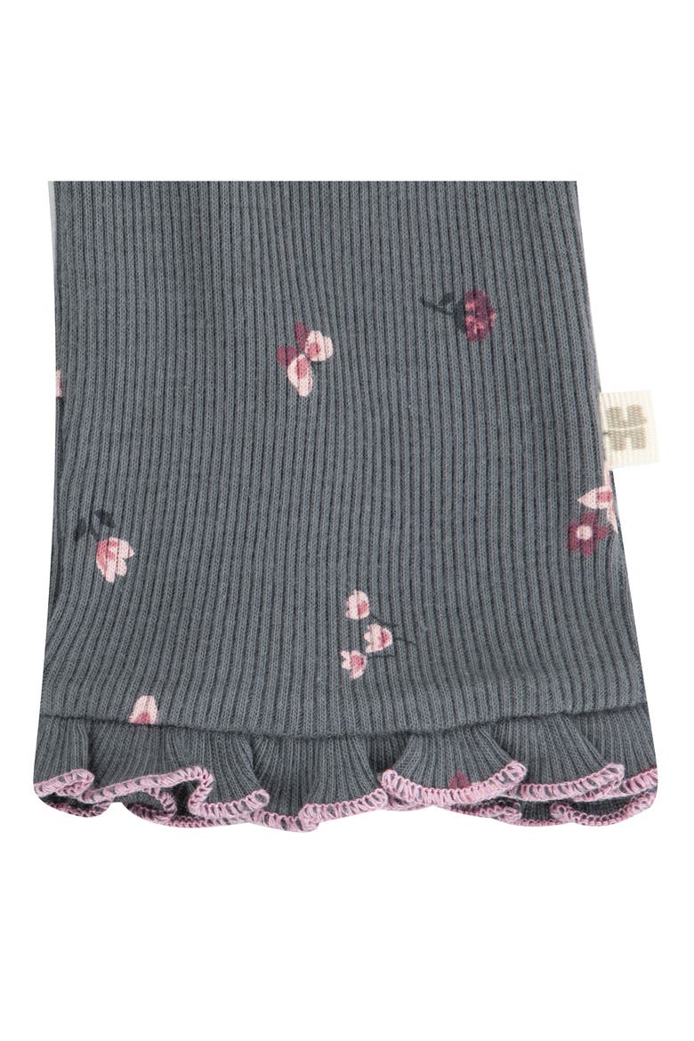 Floral Organic Cotton Bodysuit, Pants & Headband Set, Alternate, color, HUGGIES LAVA SMOKE