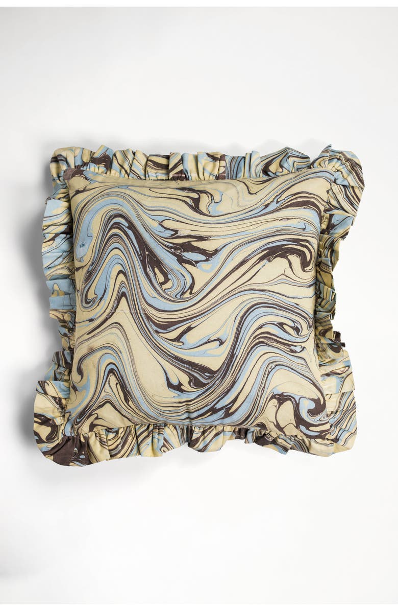 Inner Child Kyoto Hand-Marbled Ruffled Square Pillow - Cover Only, Alternate, color, Multicolor
