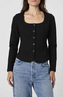 French Connection Square Neck Long Sleeve Ponte Top