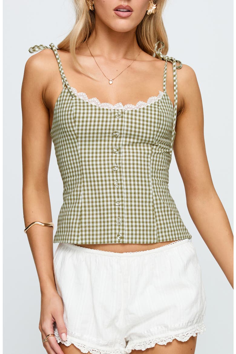 Dalanie Gingham Camisole, Main, color, GREEN CHECK