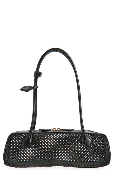 Medium Le Teckel East/West Woven Leather Shoulder Bag