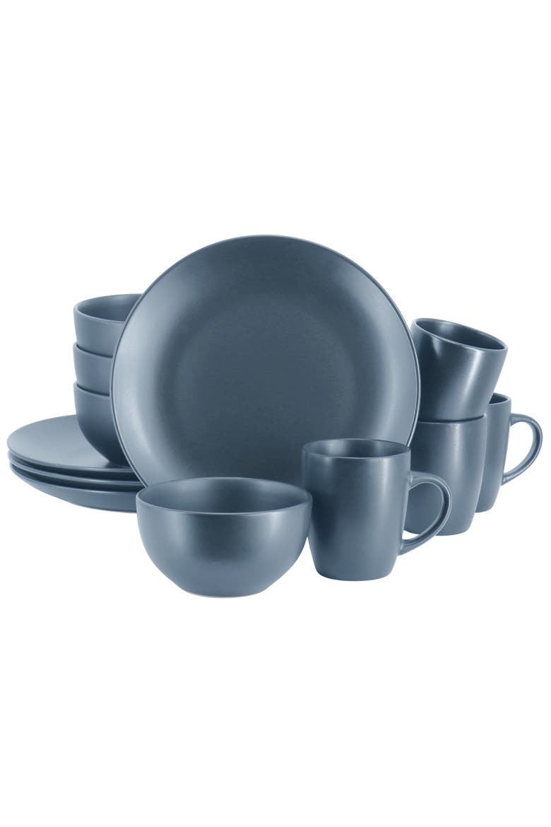 Everyday Plus 12 Piece Round Stoneware Dinnerware Set, Main, color, Blue