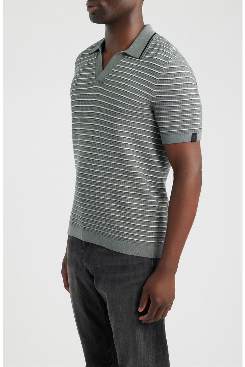 Aaron Stripe Johnny Collar Polo, Alternate, color, GREY STRIPE