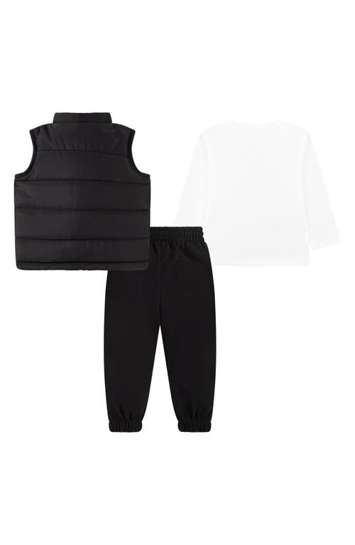 Nike Colorblock Puffer Vest, Long Sleeve Tee & Joggers Set In Black