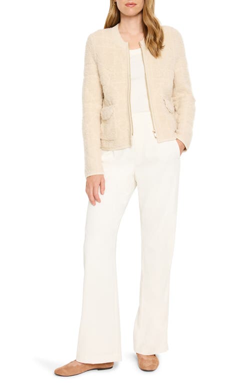 Shop Nic + Zoe Nic+zoe Front Zip High Pile Fleece Jacket In Almond