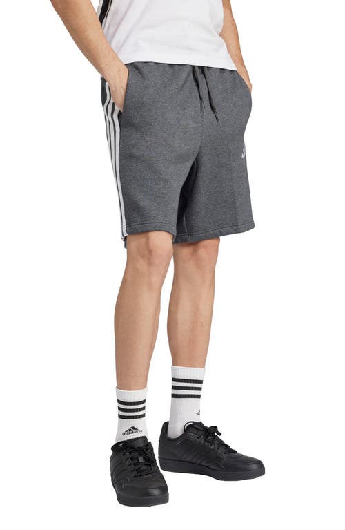 Adidas Originals Adidas Essential 3-stripes Fleece Shorts In Gray
