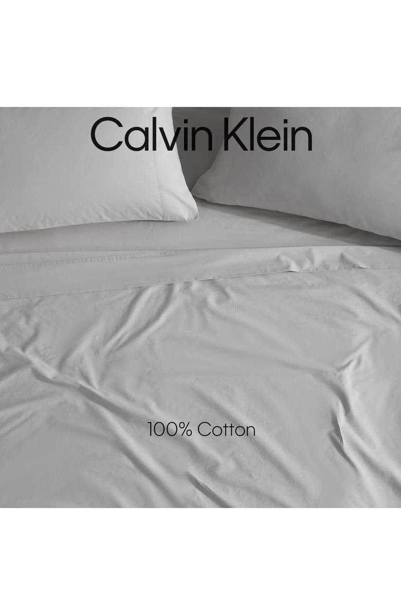 Calvin Klein 200 Thread Count Cotton Percale Sheet Set, Alternate, color, Light / Medium Grey