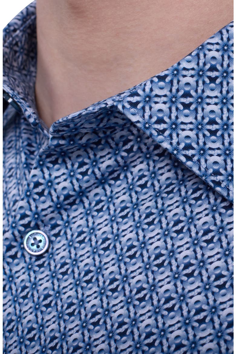 James OoohCotton® Floral Tile Print Button-Up Shirt, Alternate, color, NAVY