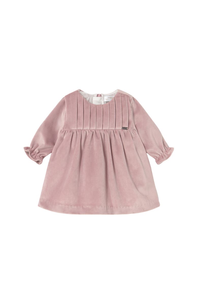 Mayoral Velvet Pleated Dress with Ruffle Cuffs, Main, color, Pink