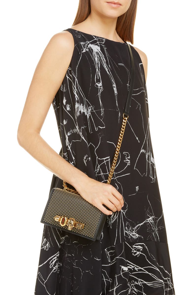 McQueen Alexander McQueen Mini Studded Leather Knuckle Crossbody Bag, Alternate, color,