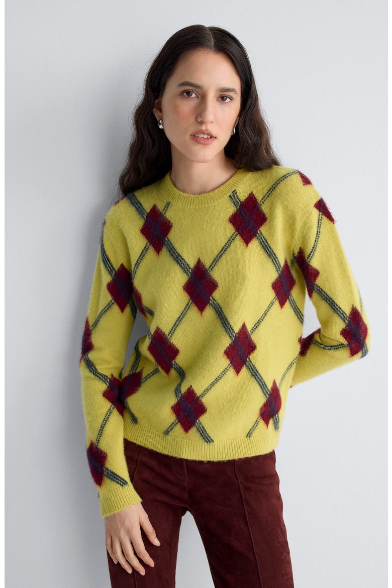 Matteo Argyle Crewneck Sweater, Alternate, color, POLLEN