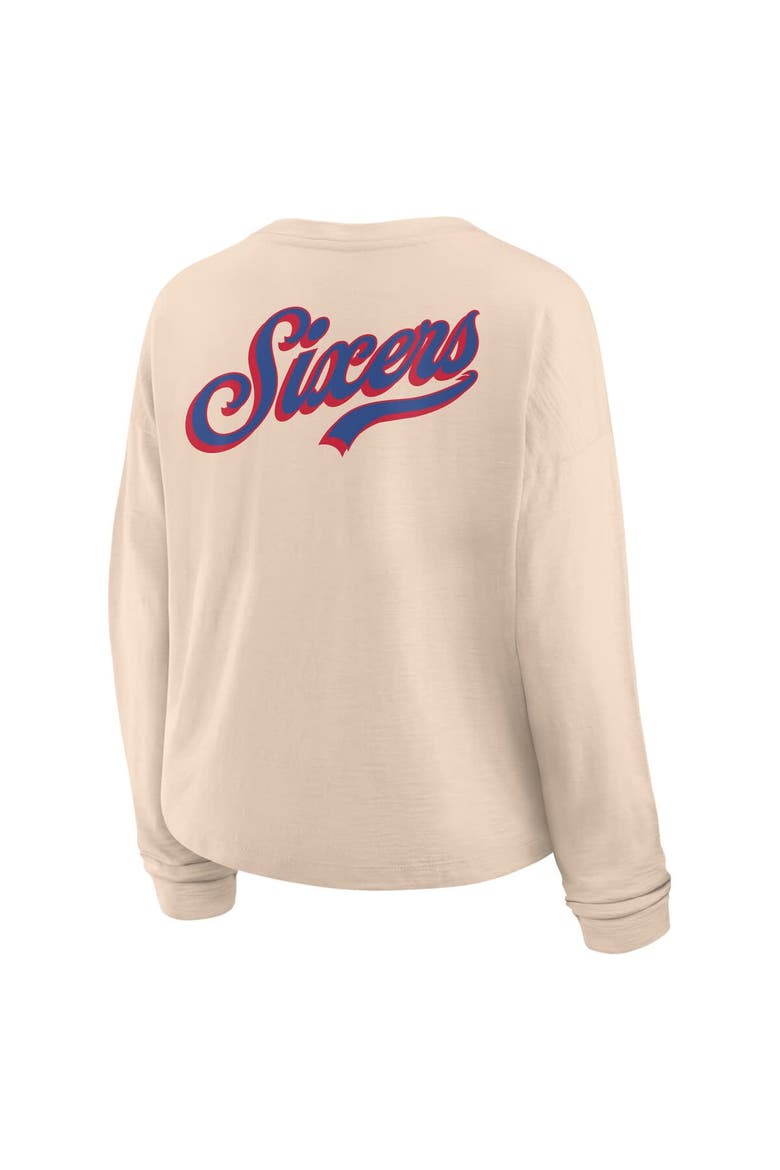 Women's Fanatics Natural Philadelphia 76ers Boxed Out Drop Fashion Long Sleeve T-Shirt, Alternate, color, Natural