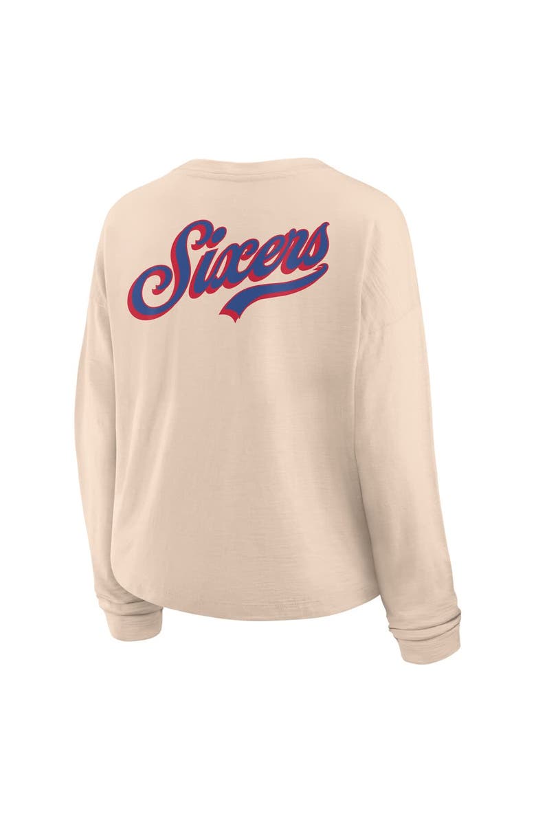 FANATICS Women's Fanatics Natural Philadelphia 76ers Boxed Out Drop Fashion Long Sleeve T-Shirt, Alternate, color, Natural