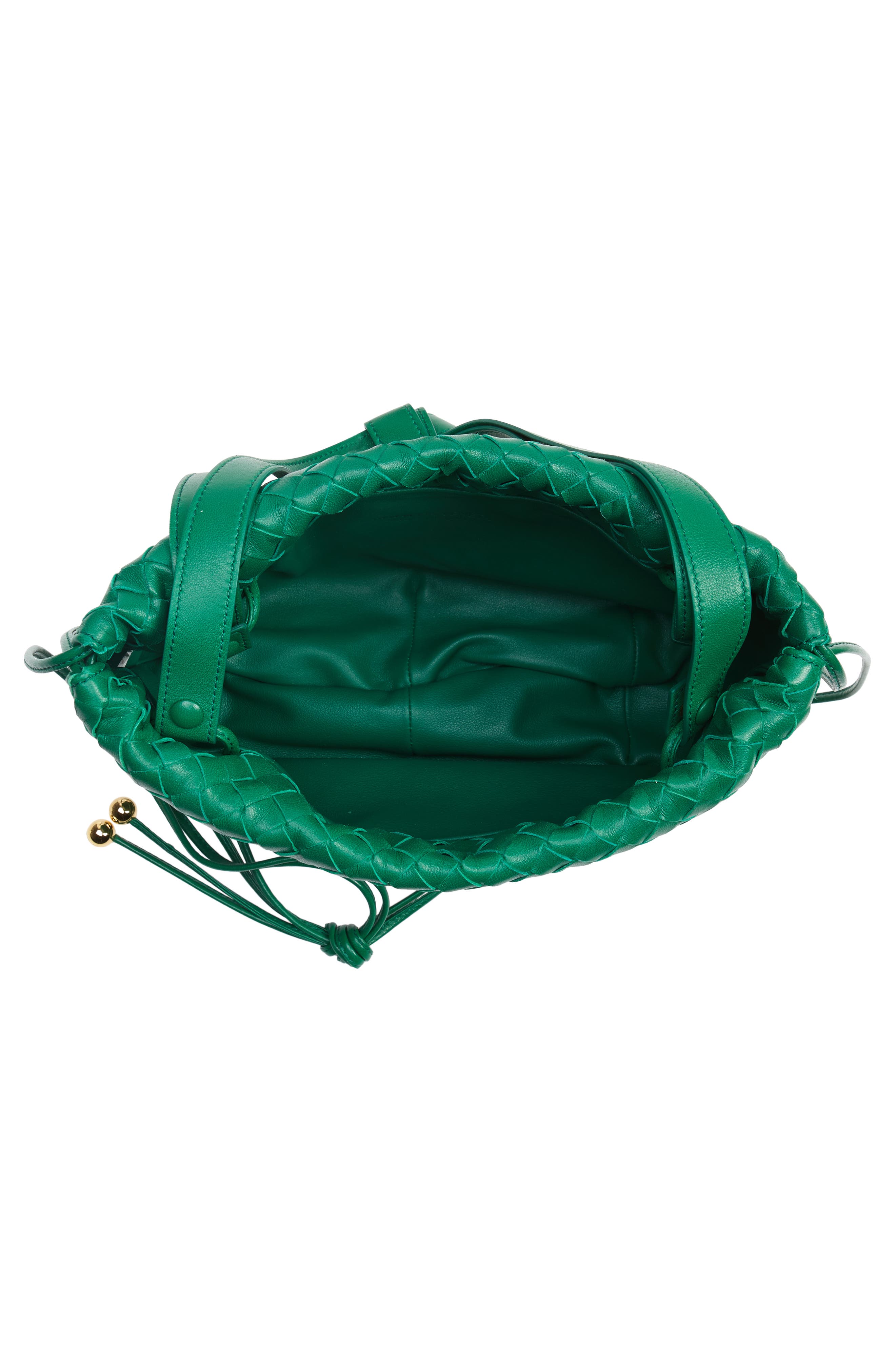 Bulb Intrecciato Leather Bucket Bag, Alternate, color, RACING GREEN/ GOLD