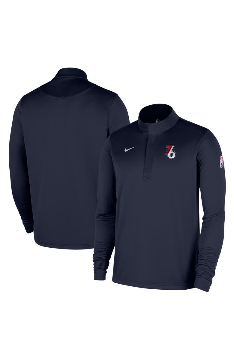 Nike Men's Nike  Navy Philadelphia 76ers 2025/26 City Edition Remix Authentic Coaches Dri-FIT Half-Zip Pullover, Main, color, Navy