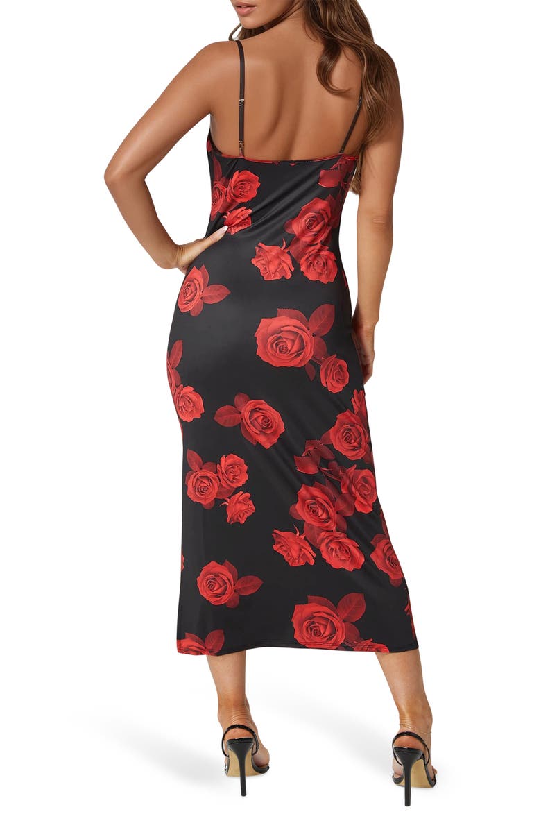 bebe Floral Slipdress, Alternate, color, Black/ Rose