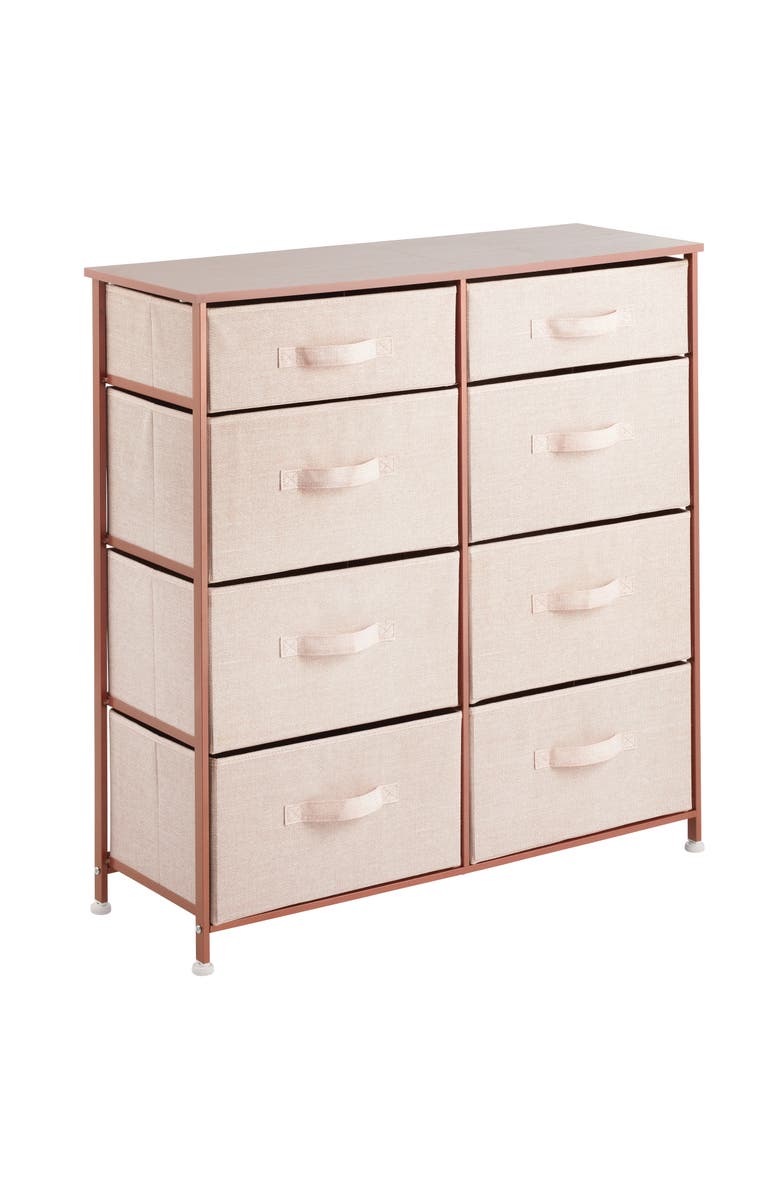 mDesign Tall Storage Dresser Furniture, 8 Slim Fabric Drawers, Main, color, Pink