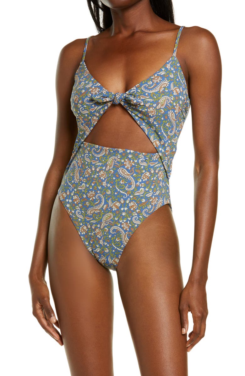 Veronica Beard Aniston Cutout One-Piece Swimsuit, Main, color,