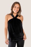 JJwinks Cosmo Built-In Shelf Velour Halter Top