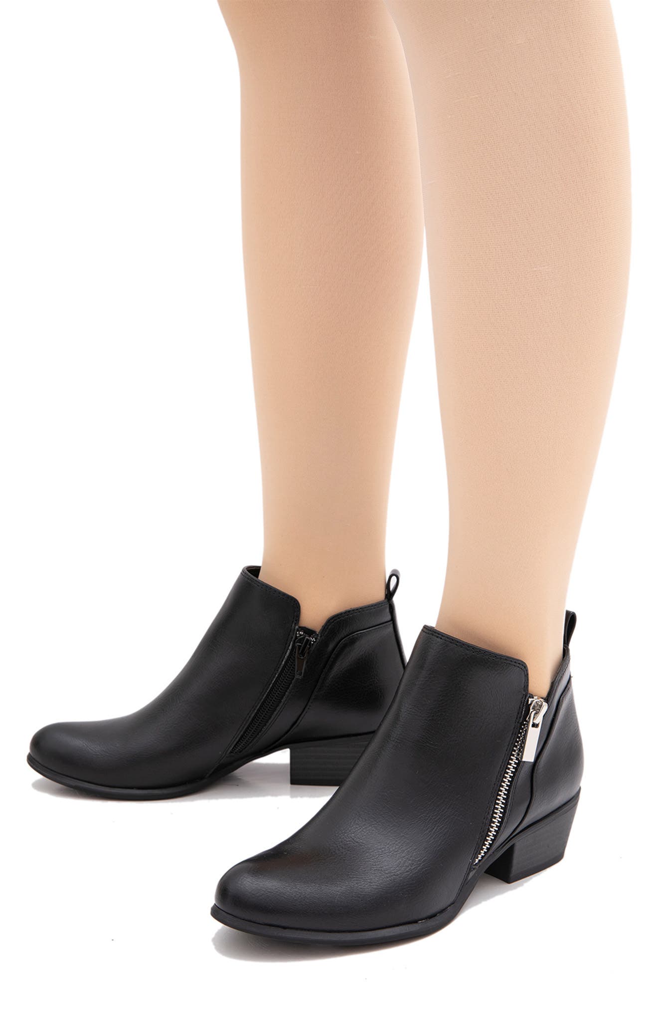 Timber Block Heel Ankle Bootie, Alternate, color, BLACK PU