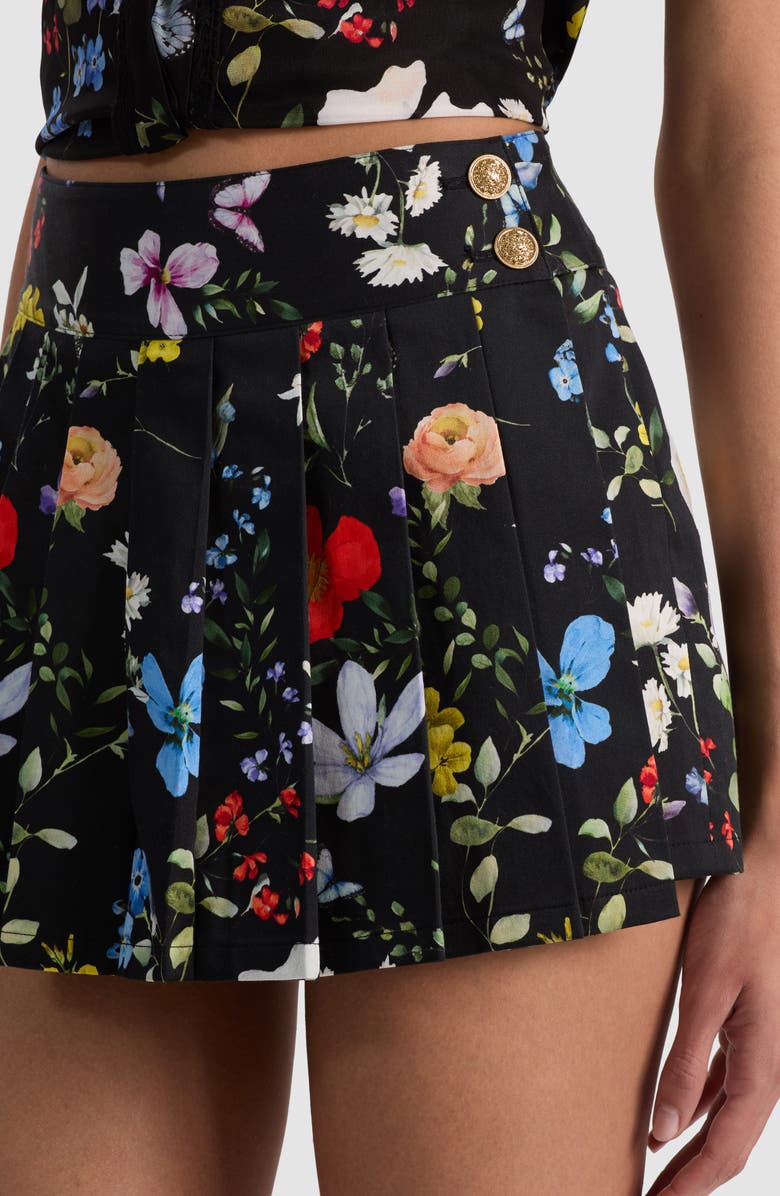 Alice + Olivia Noah Floral Pleated Miniskirt, Alternate, color,