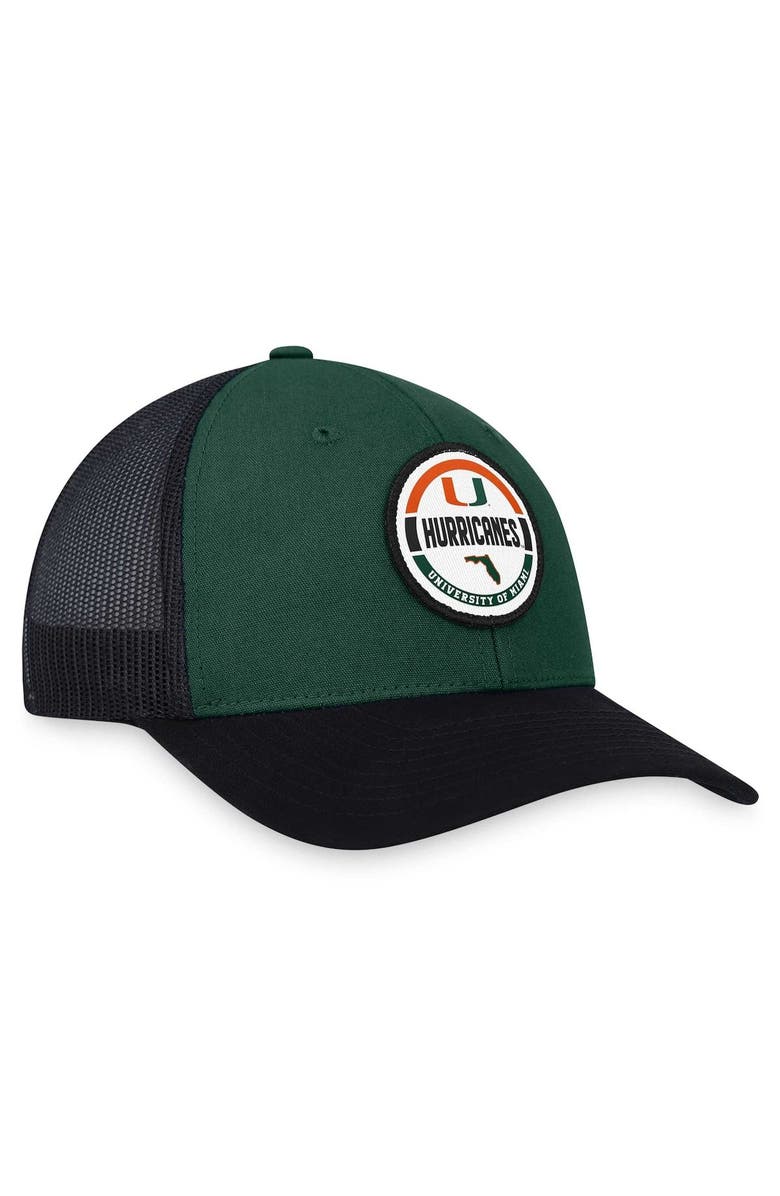 TOP OF THE WORLD Men's Top of the World Green Miami Hurricanes Trey Trucker Adjustable Hat, Alternate, color, 