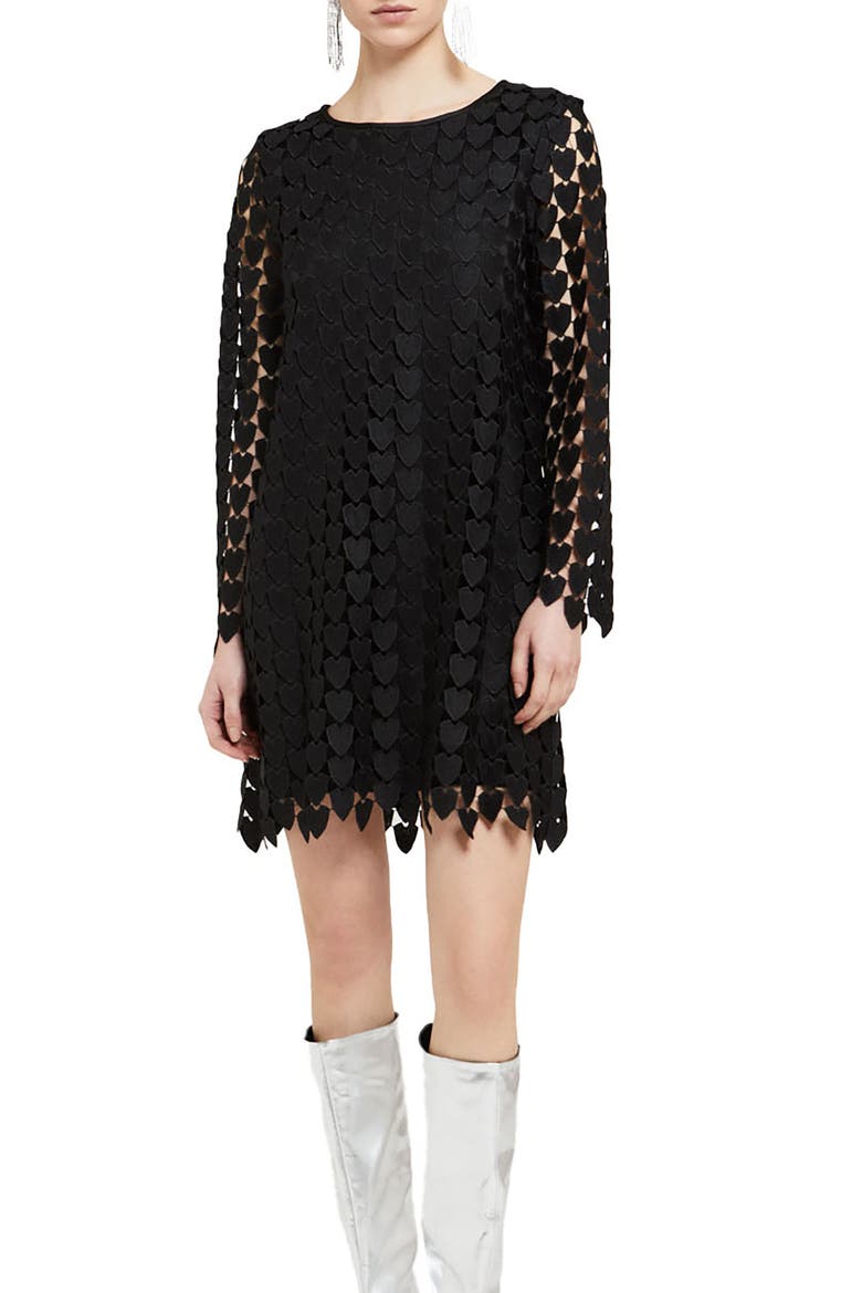 Short Dress With 3D Effect, Main, color, Black