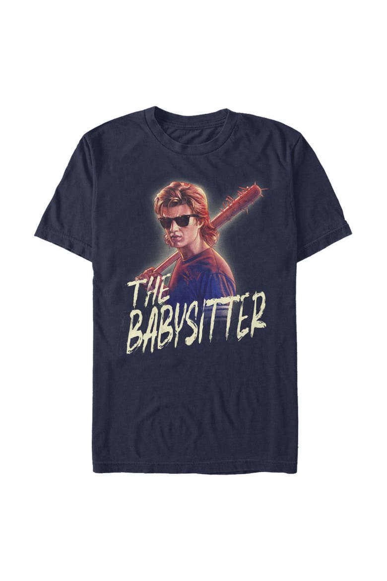 Netflix Men's Stranger Things Steve Cool Babysitter Graphic T-Shirt, Main, color, Navy Blue